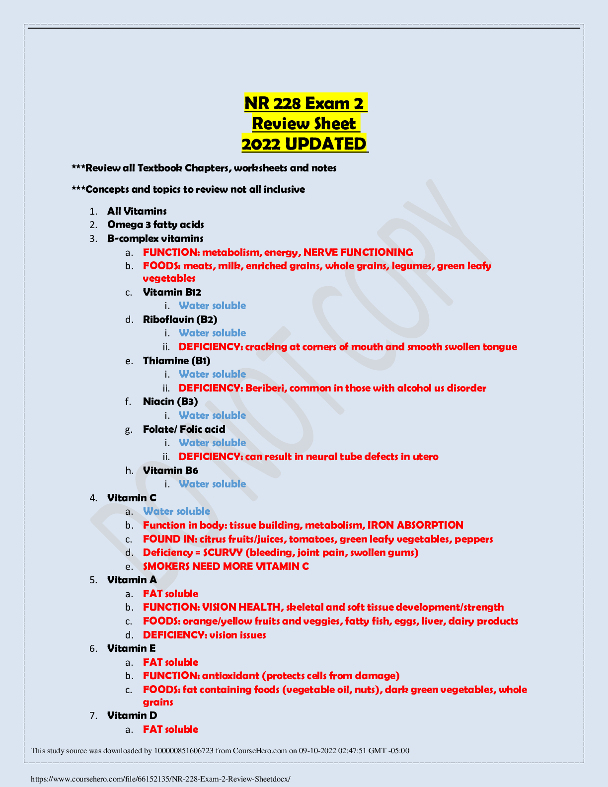 Preview image for NR 228 Exam 2 Review Sheet 2022 UPDATED
